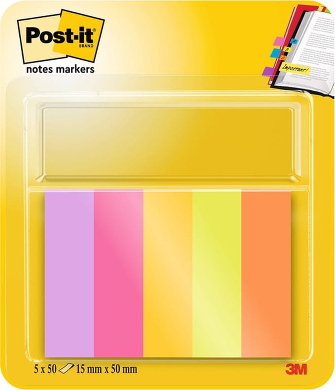 Markeerstrook post-it 670-5-tfen 15x50mm energetic | 6 stuks