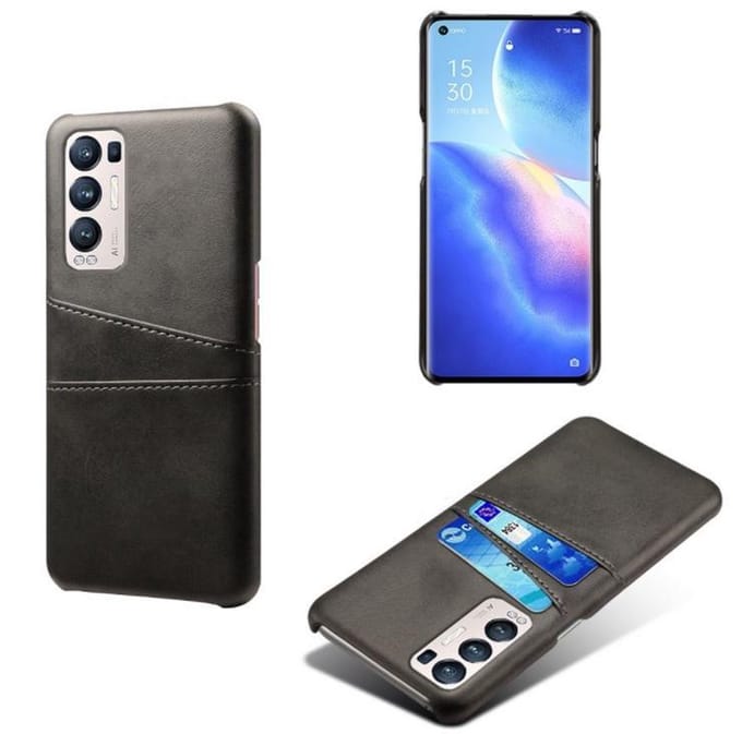 Back Cover met Opbergvakjes + PMMA Screenprotector voor OPPO Find X3 Neo _ Zwart