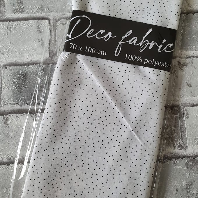 Deco Stof, 100% Polyester, quilten, patchwork, embroidery, 70 x 100 cm, Patroon wit met spikkels