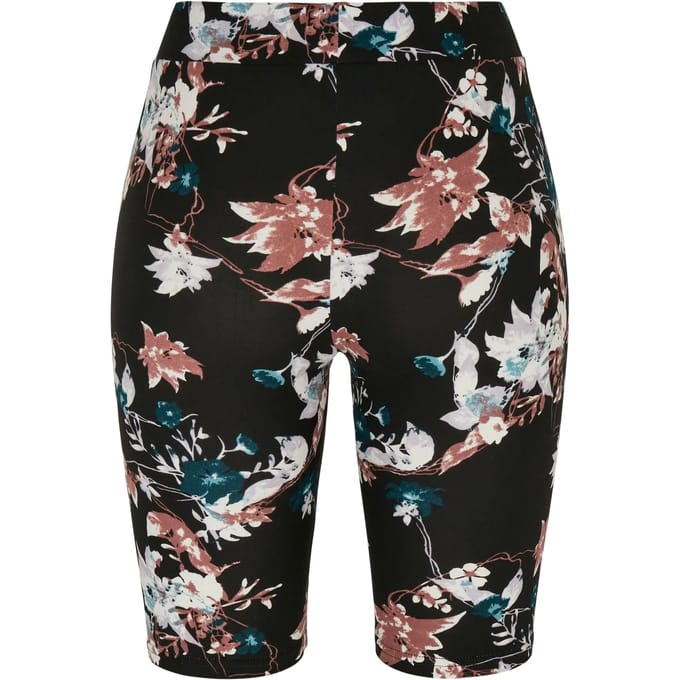 Urban Classics - Soft AOP blacksoftflower Korte cycle broek - S - Zwart