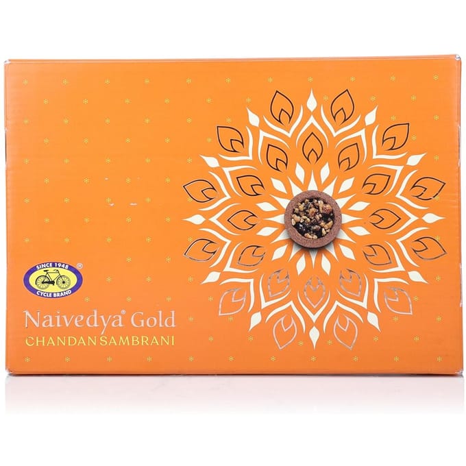 Cycle Pure Naivedya Or Bois de Santal Sambrani Cônes d'Encens 18 Pièces Sans Charbon Rituels Havan beige