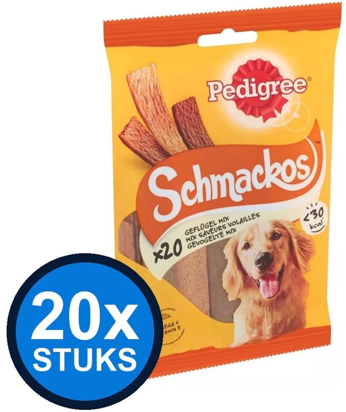 20x Pedigree - Schmackos Gevogelte - Hondenvoer Snacks - 144 g