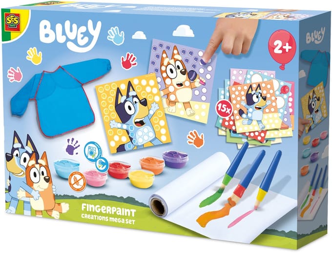 SES Creative Bluey Vingerverf - Vingerprint Mega Set - Vanaf 2 Jaar - Babyproof - Glutenvrij - Schoencadeautjes Sinterklaas