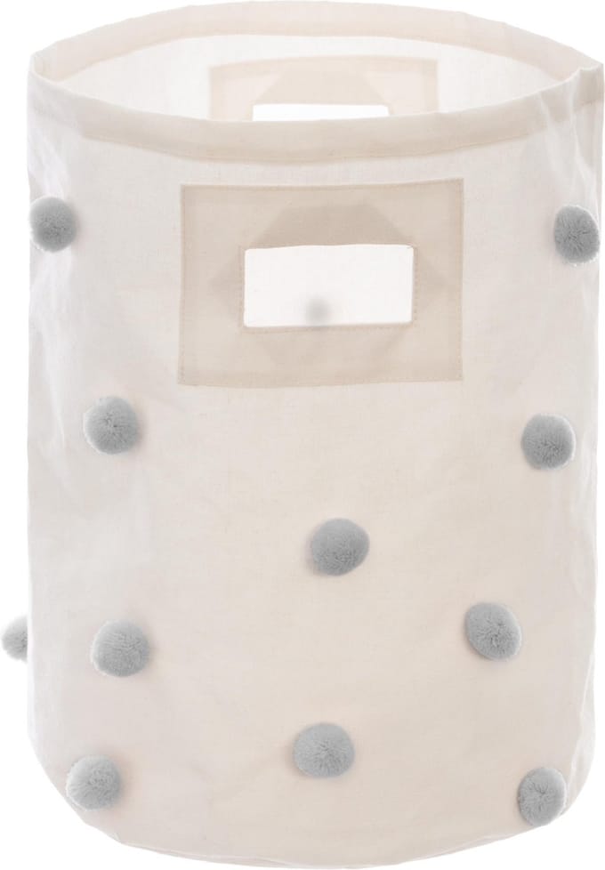 Atmosphera Kids Opbergmand/Wasmand pompon - Ø30xH41cm - Grijs