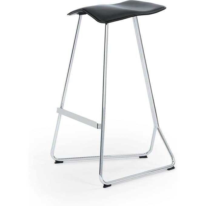ClassiCon Triton barkruk - verchroomd - kernleer zwart