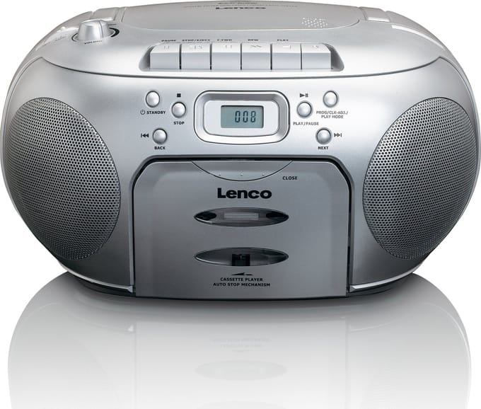 Lenco SCD-420SI - Draagbare radio CD speler met MP3 optie en koptelefoon - Zilver