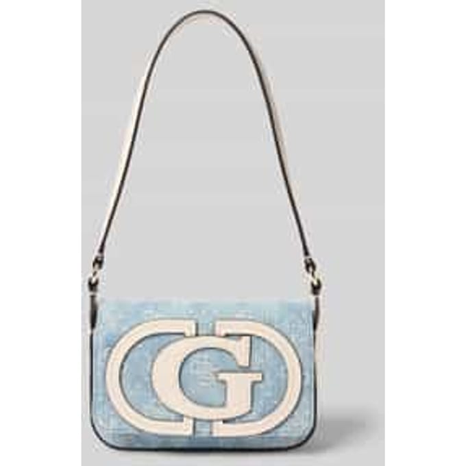 GUESS schoudertas Ruby Flap Shoulder Bag Denim Logo Lichtblauw