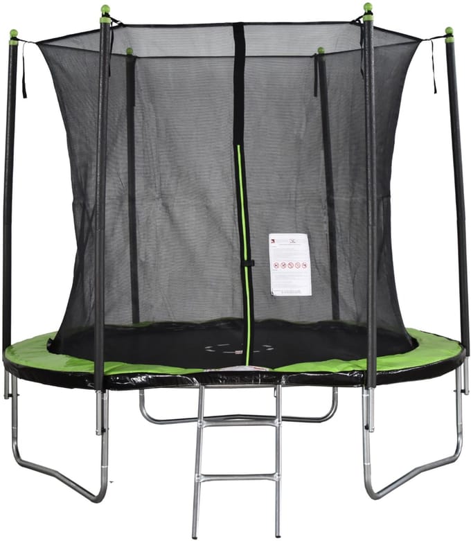 Trampoline 8FT (244 cm) met Veiligheidsnet en Ladder – Groen/Zwart – 244cm Doorsnede