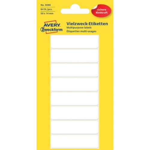 Etiket avery zweckform 3086 50x14mm wit 64 Etiketten