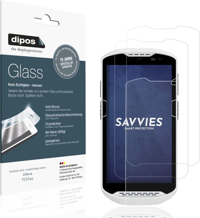dipos – 2x Pantserfolie geschikt voor Zebra TC57ax | 9H Screenprotector