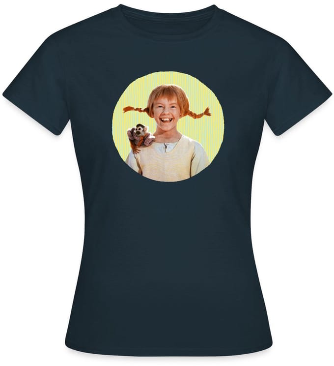 Pippi Langkous Portret Pippi Met Meneer Nilsson T-Shirt Dames