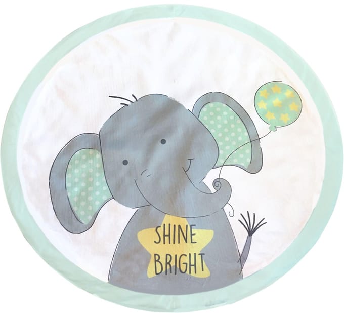 DREAMgro Dubbelzijdig Speelmat Rond - ø 90 cm - Zacht - Groene Olifant