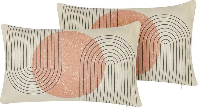 GERBERA - Sierkussen set van 2 - Beige - 30 x 50 cm - Polyester