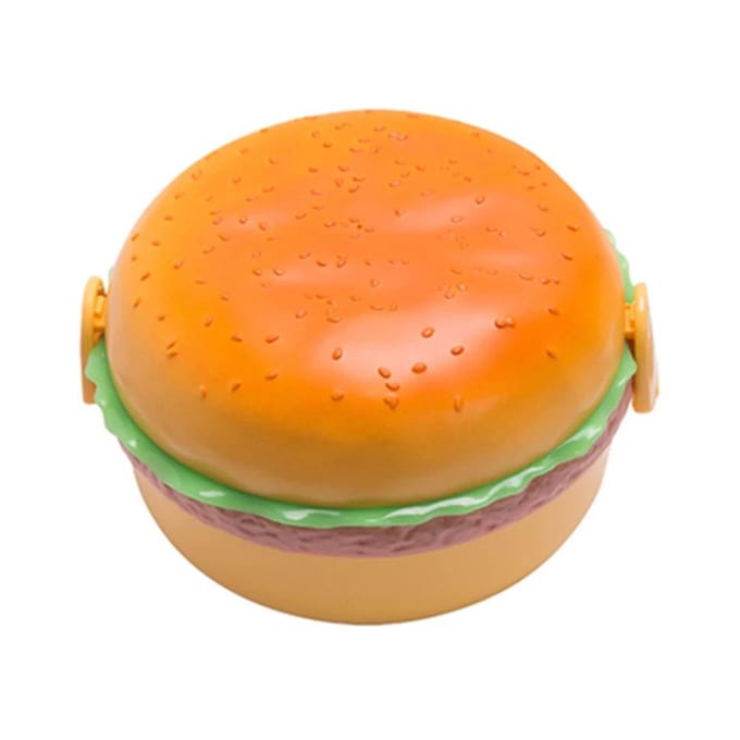 Creatieve Hamburger Lunchbox Kind Bento Box Burger Kinderlunchbox Voedselcontainer Opbergdoos Met Vork Voedselcontainer orange