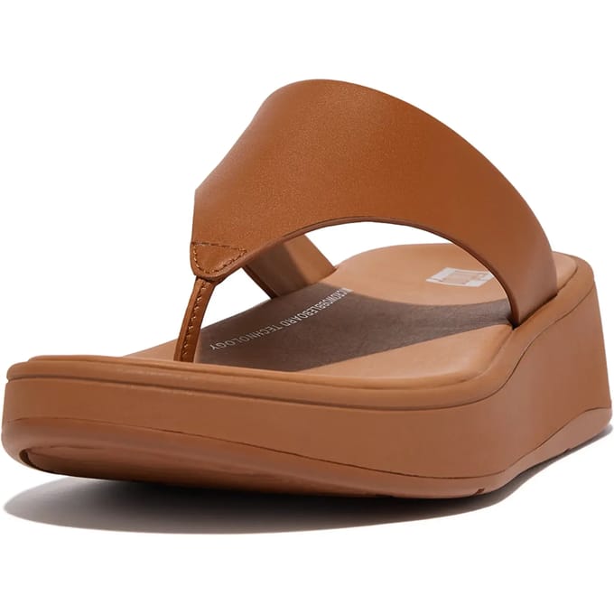 FitFlop F-Mode Leather Flatform Toe-Post Sandals BEIGE - Maat 40