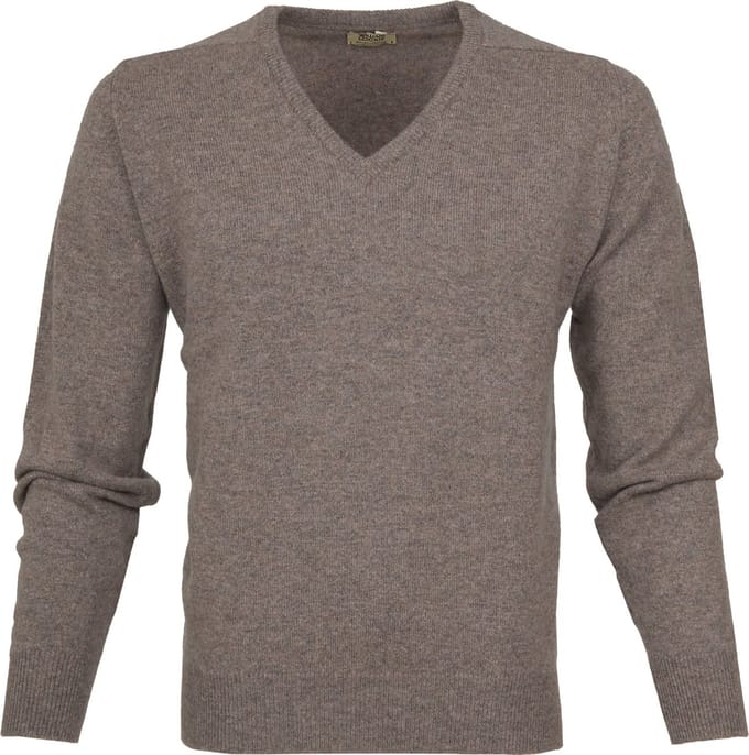 William Lockie Pullover Lamswol Vole Bruin Grijs - Maat XL - Heren - Pullovers