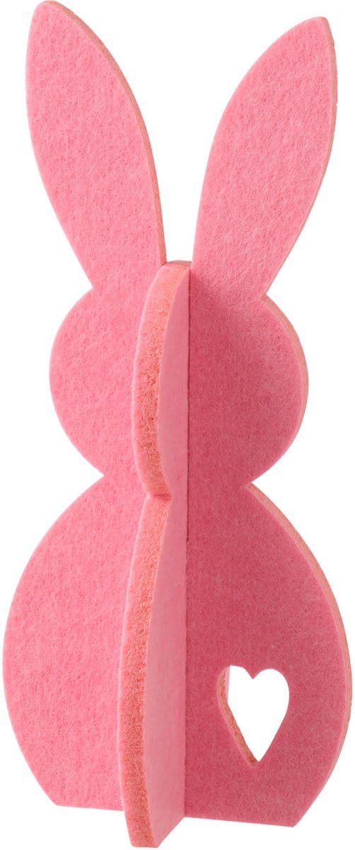 J-Line decoratie Konijn - vilt - roze - small