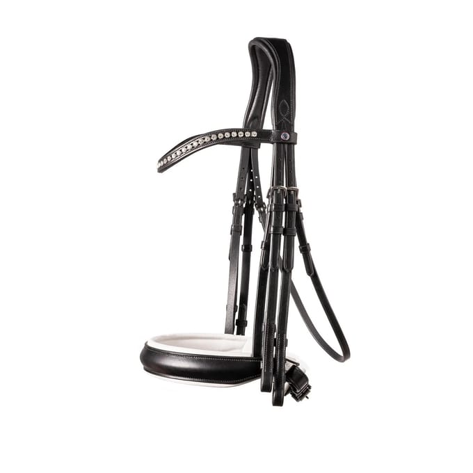 Wellington Large crank NB double bridle BLWF Blk/White