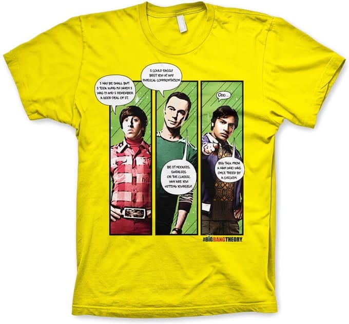 The Big Bang Theory Heren Tshirt -M- Superhero Quips Geel
