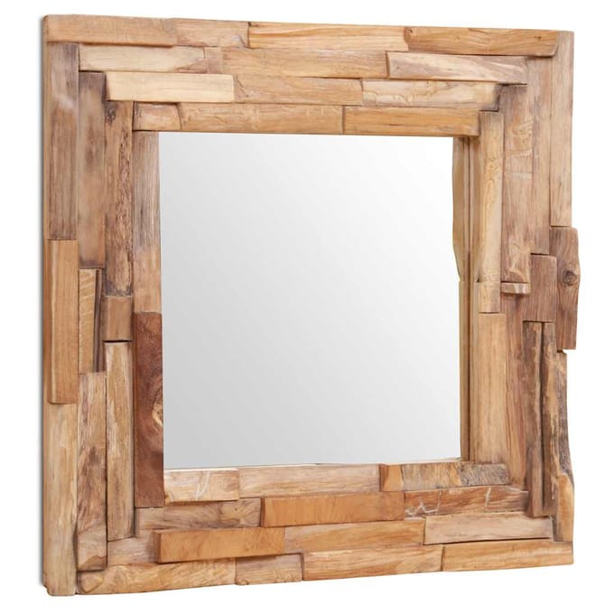 vidaXL - Decoratieve - spiegel - vierkant - 60x60 - cm - teakhout