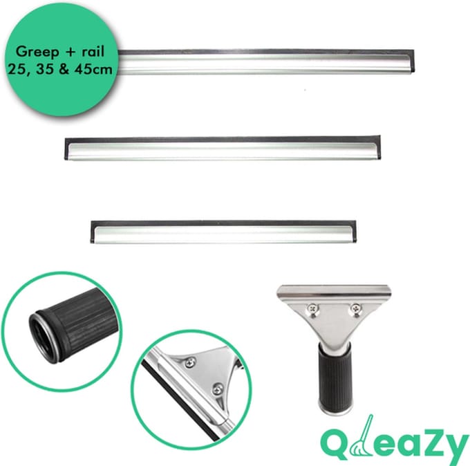 RVS Raamwisser | Raamtrekker met diverse afmetingen rails | 25cm, 35cm & 45cm | QleaZy