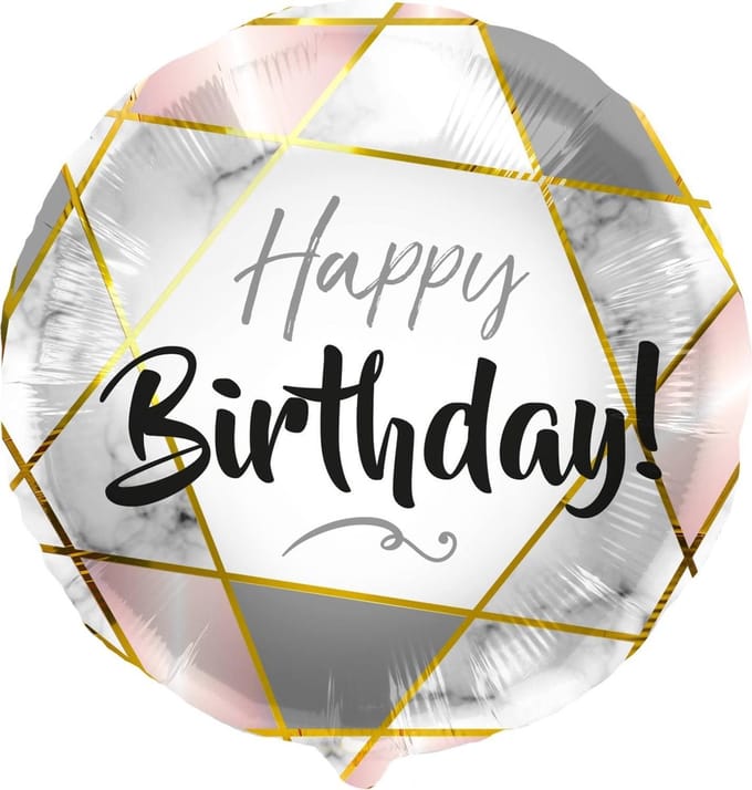 Folieballon 'Happy Birthday' Marmer - 45cm