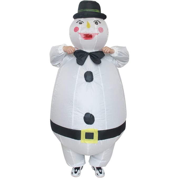 Opblaasbaar Kostuum Meneer Sneeuwpop, Volwassene 150-190cm wit