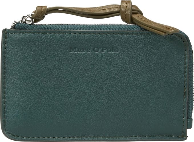 Marc O'Polo Leren Kaarthouder Zip Wallet Night pine Groen