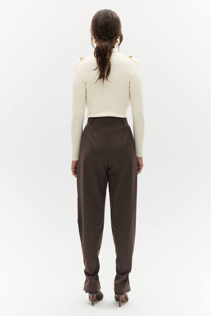 BENU Dames Bruine Elegante Broek met Sluiting bij de Pijp