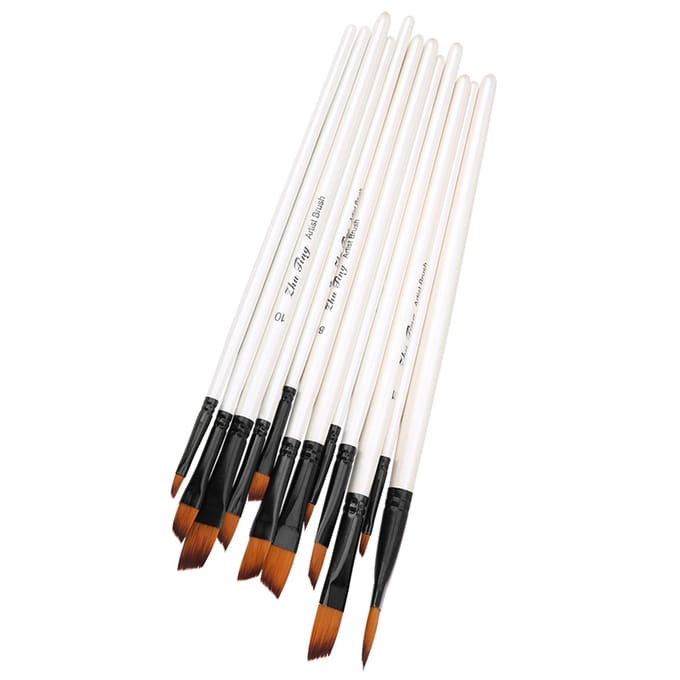 Ensemble de 12 stylos pinceaux de dessin Art Gouache Aquarelle Peinture à l'huile Outils (02) white