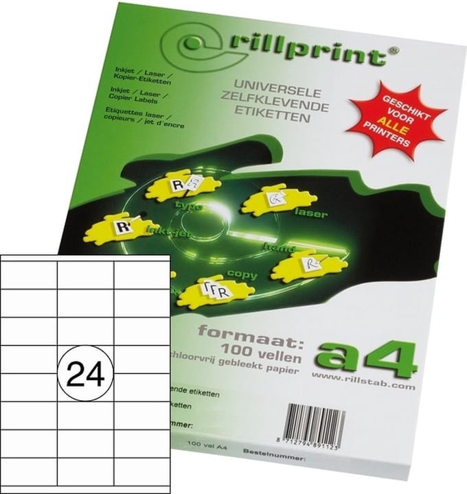 Etiketten Rillprint, 89137, 70x35mm, 24 op een vel