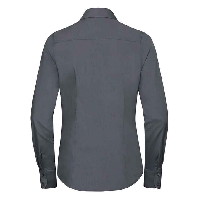 Russell Collection Dames/Dames Poplin met Lange Mouwen Formeel Overhemd (Konvooi Grijs)