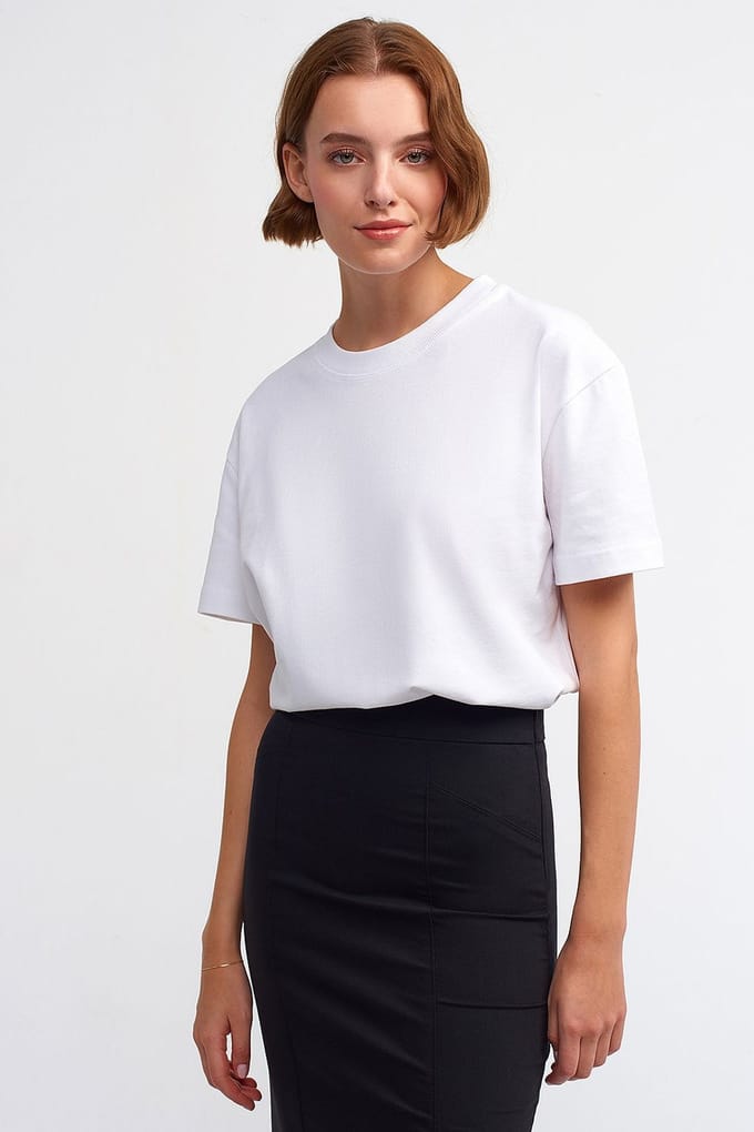 Dames Katoenen Crew Neck T-Shirt