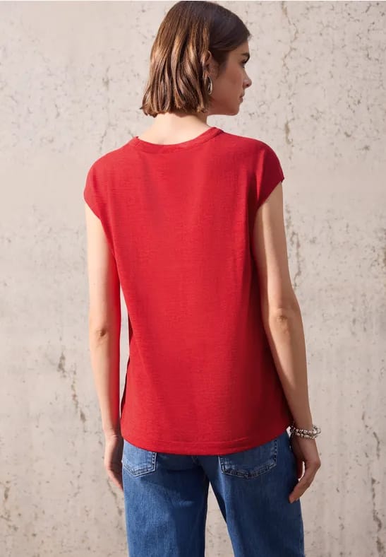 Linnen uitgesneden shirt