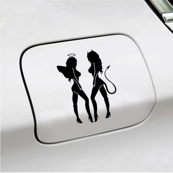 Bumpersticker - Engeltjes - 14 X 10 - Zwart