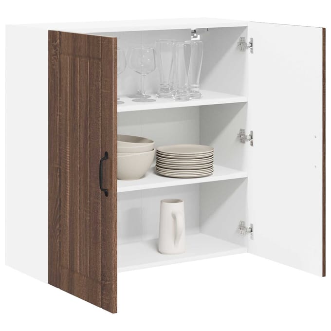 vidaXL - Wandkast - LUCCA - Bruin - eiken - 80 - x - 31 - x - 80 - cm - Bewerkt - hout