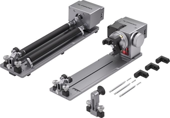 AtomStack R8 Rotary Chuck voor Lasergraveermachine – Verstelbare Rotatie-as voor Graveren van Bekers, Ringen en Sferen – Compatibel met AtomStack en LightBurn