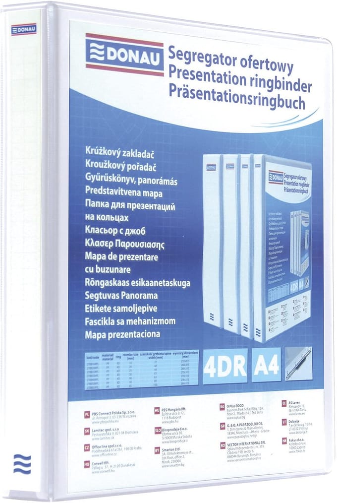 Donau Ringbandkaart PP A4 4 Ringen Wit 25mm