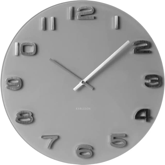 Karlsson Wandklok Vintage - Grijs rond glas - Ø35cm - Scandinavisch