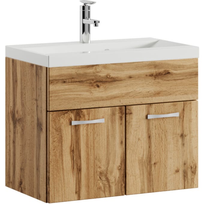 Badplaats Badkamermeubel Montreal 60 x 35 cm – Eiken – Wastafel met Onderkast