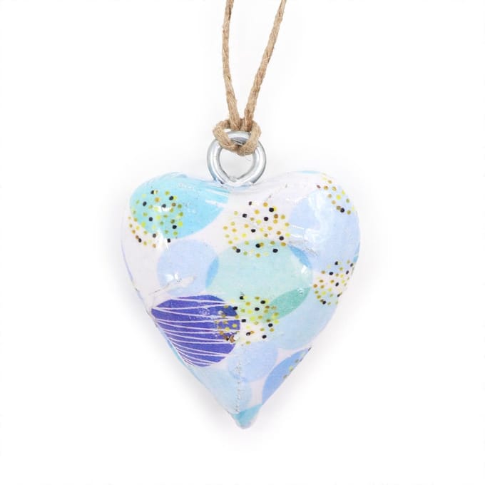 Klein decoratief houten hartje - Blauw abstract