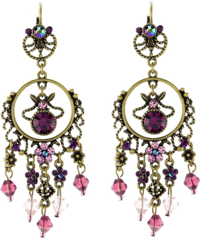 Behave - Oorhangers dames - Antiek goudkleur boho chic - Paars detail