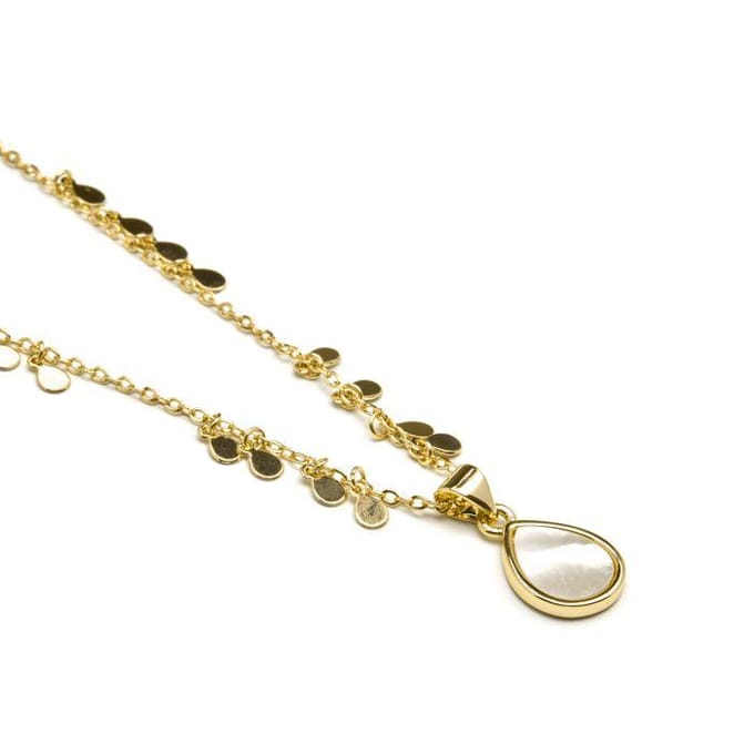 Luxere witte parelmoer collier afgewerkt in 18K geel goud - Lain