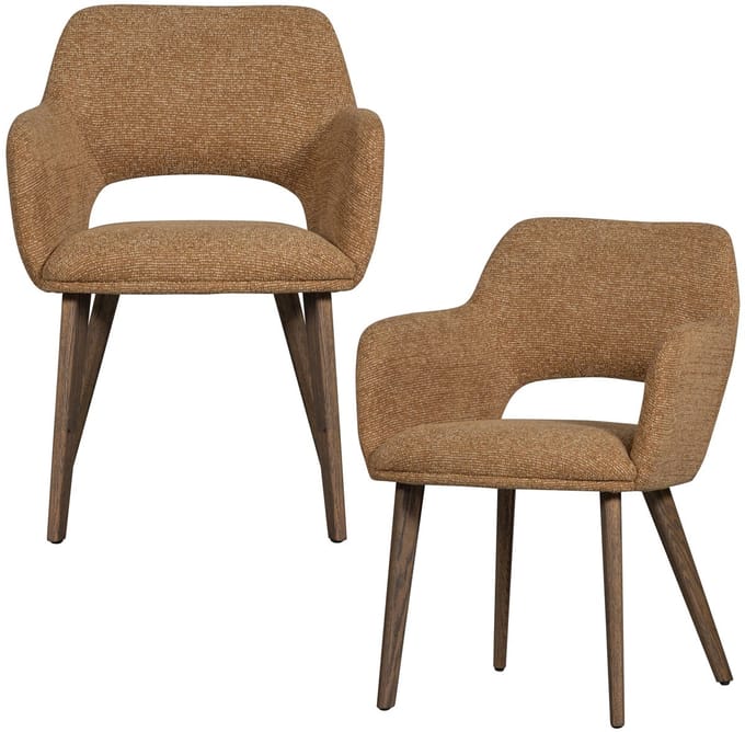 WOOOD Murat Eetkamerstoelen Houten Bruine Poot - Geel - Set van 2