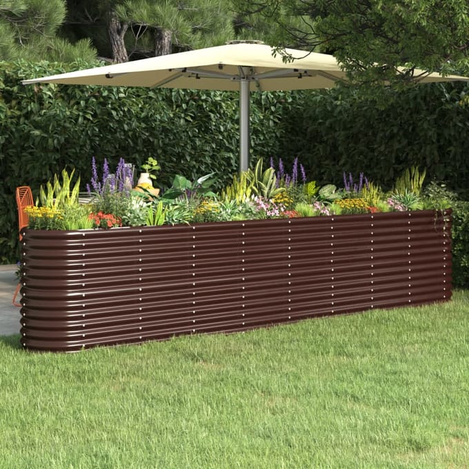 vidaXL - Plantenbak - 332x40x68 - cm - gegalvaniseerd - staal - bruin