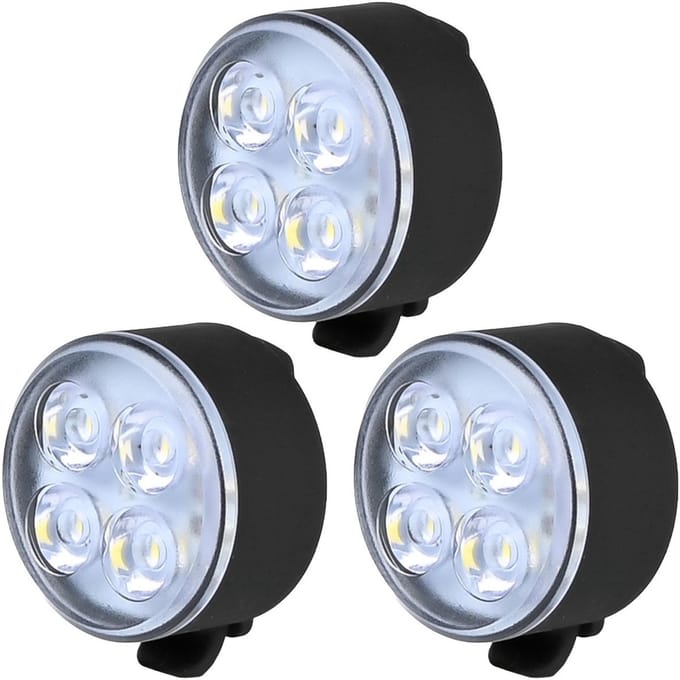 Benson Fietslamp - 3x - wit voorlicht - LED - USB oplaadbaar - inclusief clip en kabel