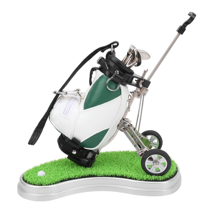 Desktop Golf Pennenset 3 Balpennen en Mini Tas Znic Legering Golf Pennenzak met BasisGroen Wit white