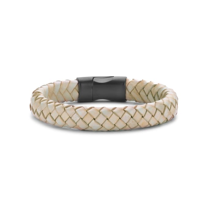 Frank 1967 bracelet light grey braided leather 20cm ipb