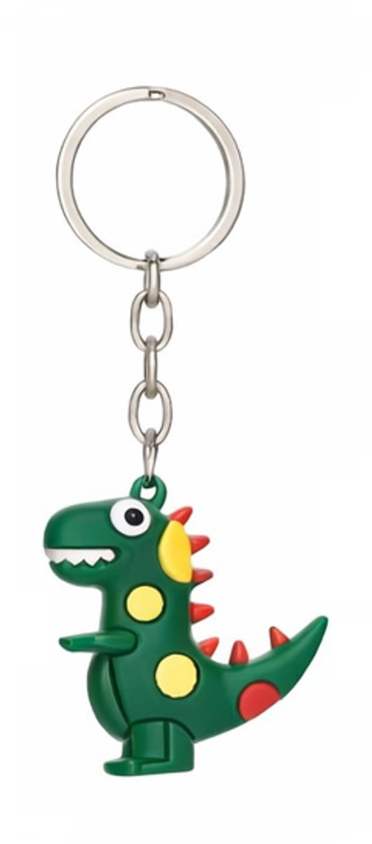 Dino Sleutelhanger 3D – Dino met Stippen Groen – Dino Dinosaurus Tas Accessoire – Sleutelbos