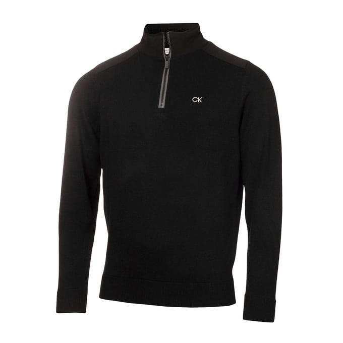 Calvin Klein Heren Geborduurd Logo Raglan Sweatshirt met Ritssluiting (Zwart)